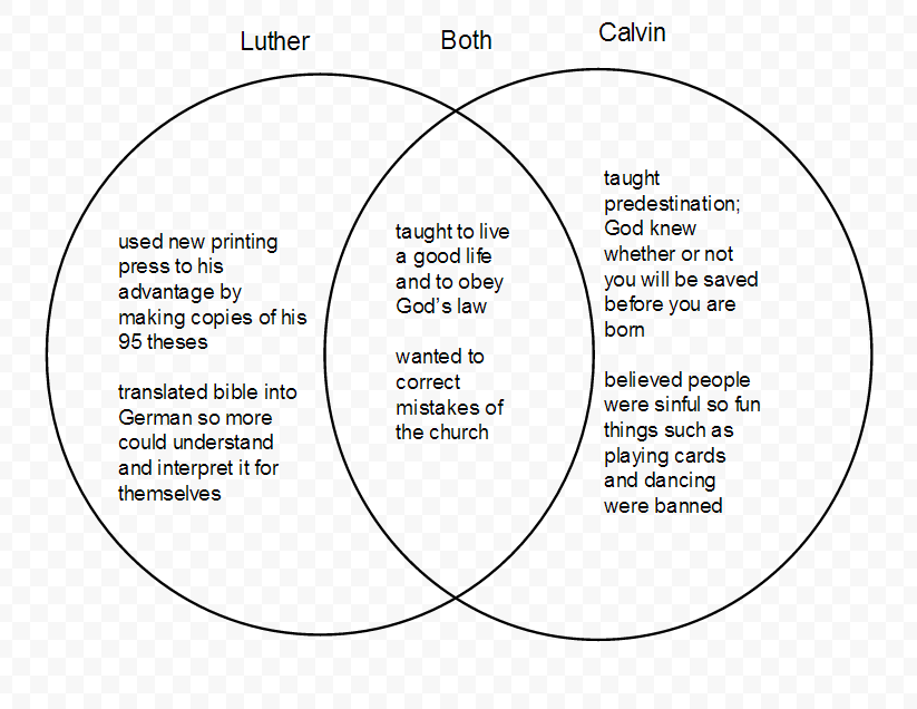10 differences between Martin Luther and John Calvin